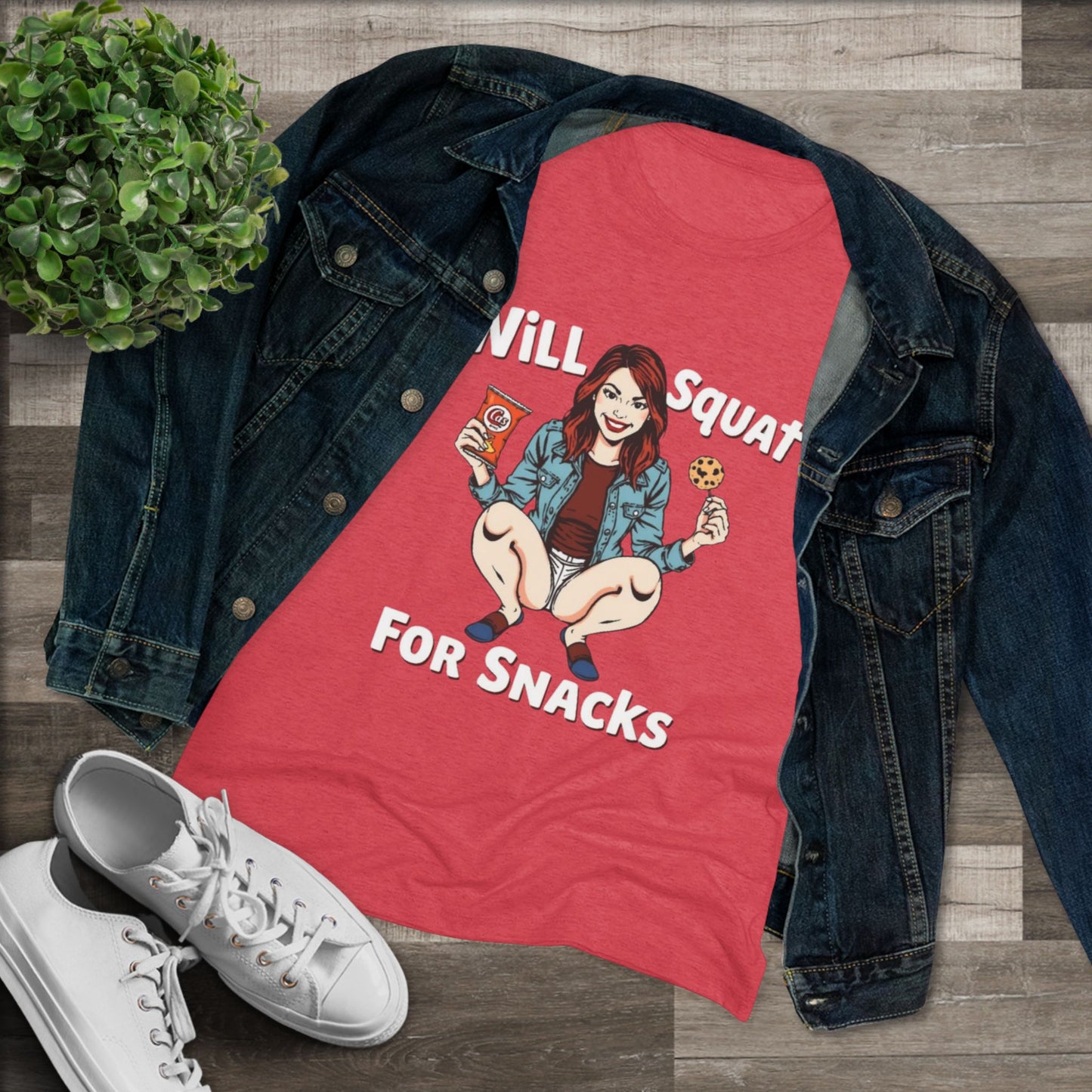 Funny Women's Tee - Will Squat For Snacks