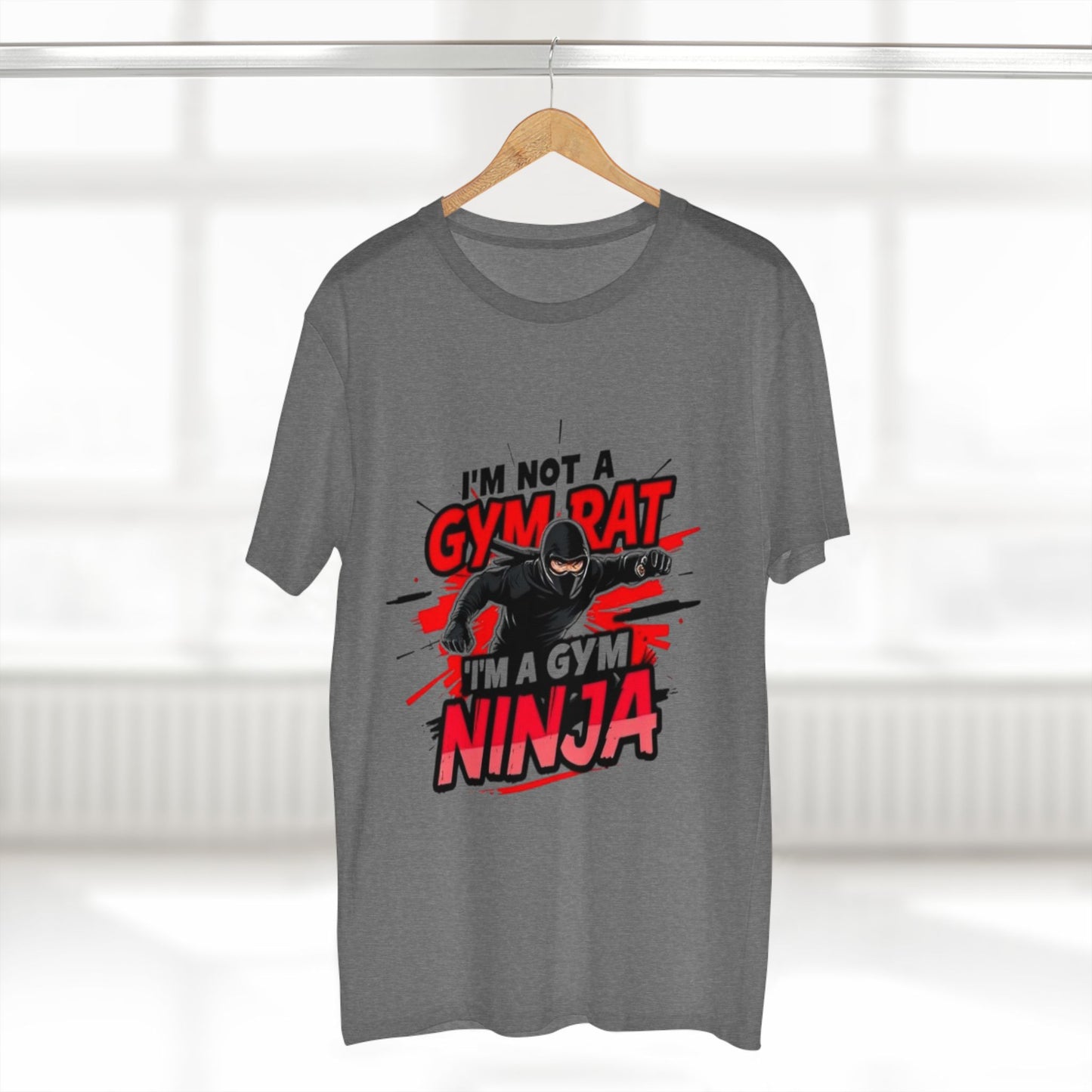 Men's Tee: Funny 'I'm Not a Gym Rat, I'm a Gym Ninja' Motivational T-Shirt