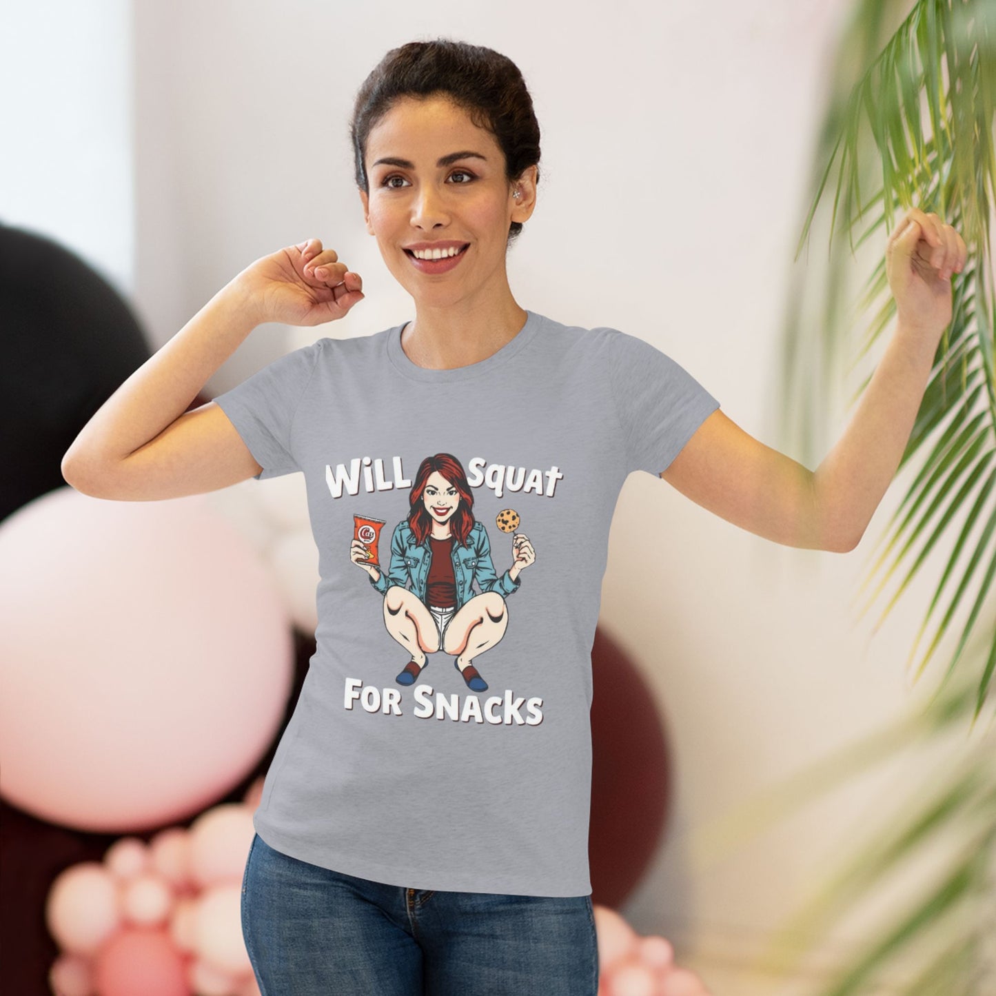 Funny Women's Tee - Will Squat For Snacks