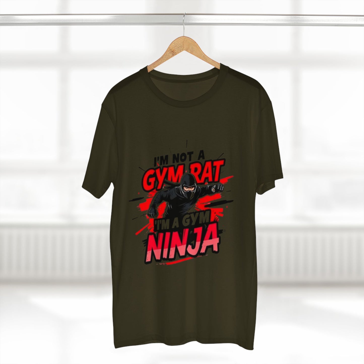 Men's Tee: Funny 'I'm Not a Gym Rat, I'm a Gym Ninja' Motivational T-Shirt