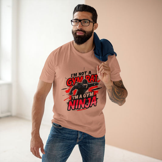 Men's Tee: Funny 'I'm Not a Gym Rat, I'm a Gym Ninja' Motivational T-Shirt