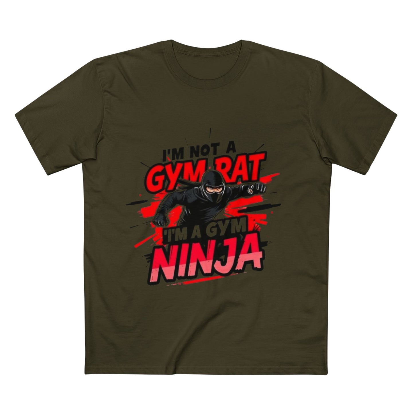 Men's Tee: Funny 'I'm Not a Gym Rat, I'm a Gym Ninja' Motivational T-Shirt