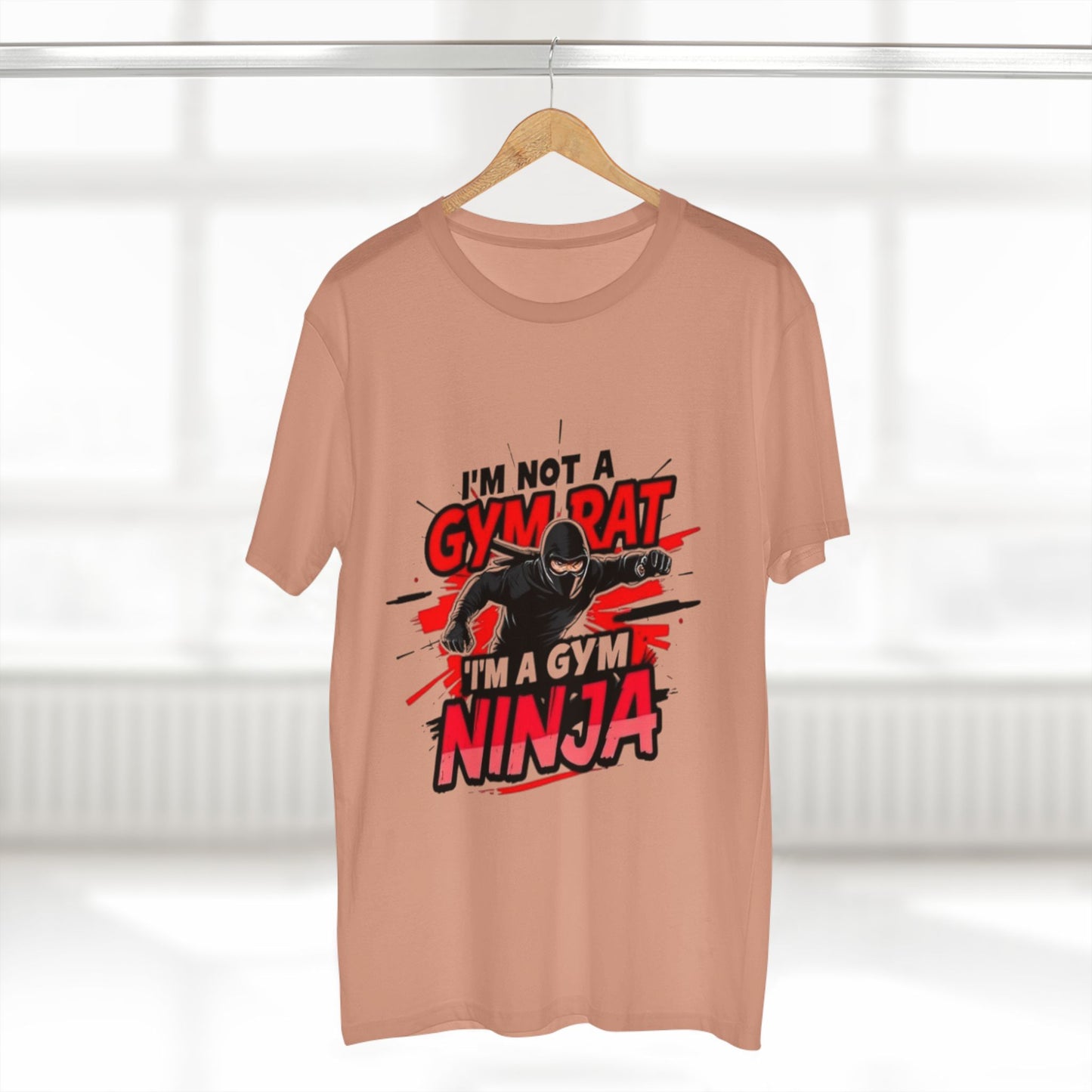 Men's Tee: Funny 'I'm Not a Gym Rat, I'm a Gym Ninja' Motivational T-Shirt